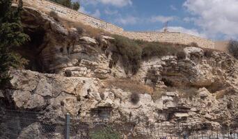 cranio roccia vicino giardino tomba nel Gerusalemme, Israele foto