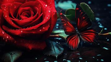 bellissimo rosso rosa e farfalla su un' buio sfondo. tonica. foto