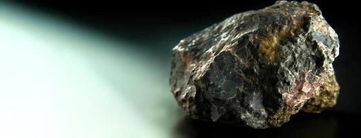 ianbruceite è un' raro prezioso naturale pietra su un' nero sfondo. . intestazione bandiera modello con spazio. foto