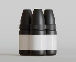 3d resa. contagocce bottiglia modello su grigio sfondo foto