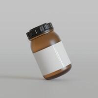 Marrone bottiglia supplemento bianca etichetta su luminosa struttura 3d reso foto
