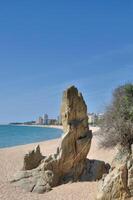 Locale punto di riferimento chiamato cavall bernat roccia nel playa de aro a costa brava,mediterranea mare, catalogna, Spagna foto