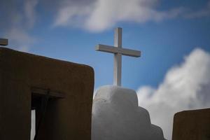 croce della cappella, taos pueblo, nuovo messico foto