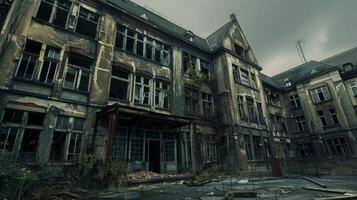 abbandonato vecchio edificio buio e spaventoso foto