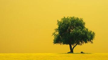 astratto natura verde albero silhouette su giallo foto