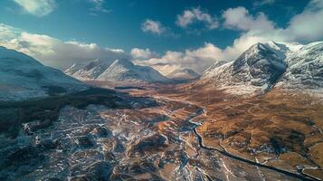 aereo Visualizza di Glen etivo nel inverno vicino foto