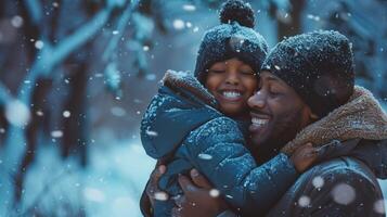 africano americano padre e figlio abbraccio godendo foto