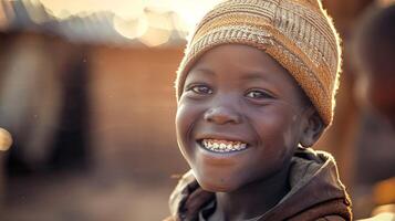 africano ragazzo sorrisi nonostante povertà e solitudine foto