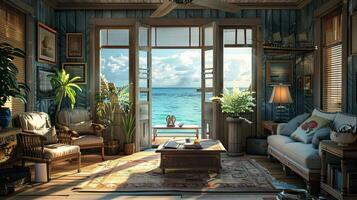 bellissimo interno Visualizza di un' camera a costiero foto
