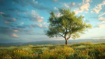 bellissimo paesaggio con albero foto