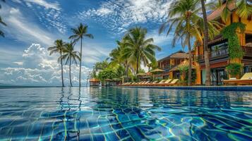 bellissimo tropicale spiaggia davanti Hotel ri con svizzera foto