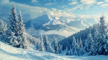 bellissimo inverno natura paesaggio sorprendente montagna foto