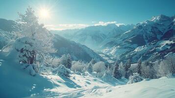 bellissimo inverno natura paesaggio sorprendente montagna foto