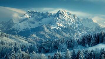 bellissimo inverno natura paesaggio sorprendente montagna foto