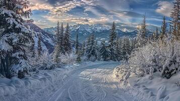 bellissimo inverno natura paesaggio sorprendente montagna foto