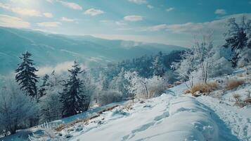 bellissimo inverno natura paesaggio sorprendente montagna foto