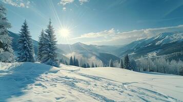 bellissimo inverno natura paesaggio sorprendente montagna foto