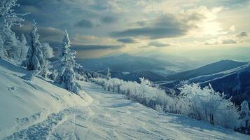 bellissimo inverno natura paesaggio sorprendente montagna foto