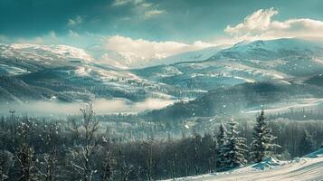 bellissimo inverno natura paesaggio sorprendente montagna foto