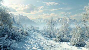 bellissimo inverno natura paesaggio sorprendente montagna foto