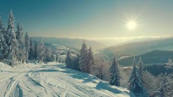 bellissimo inverno natura paesaggio sorprendente montagna foto