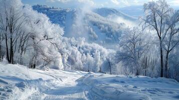 bellissimo inverno natura paesaggio sorprendente montagna foto