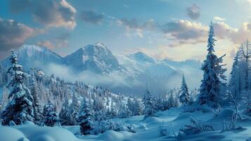 bellissimo inverno natura paesaggio sorprendente montagna foto