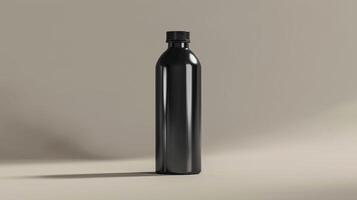 nero acqua bottiglia modello su un via bianca sfondo foto