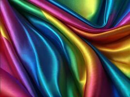 astratto arcobaleno sfondo di onde. drappeggio seta tessuto con multicolore iridescenze foto