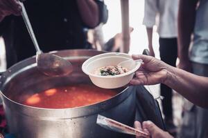 la donazione cibo per compagno umano esseri è un' concetto di condivisione. foto