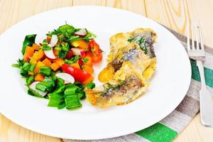 verdure con filetto di pesce, impanate foto