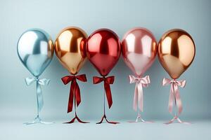 3d rendere di un' gruppo di colorato palloncini. compleanno o matrimonio anniversario sfondo foto