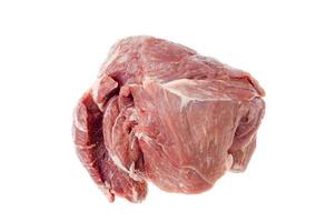 pezzo di carne di maiale fresca cruda isolata su fondo bianco. foto