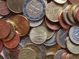 sfondo di monete in euro foto