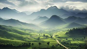 montagna scenario nel uno di il verde campagne foto