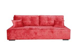 rosso divano con velluto tessuto cuscini isolato su un' bianca sfondo. imbottito arredamento. foto