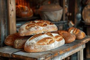 appena al forno pane ancora caldo a partire dal il forno foto