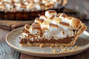 di dimensioni ridotte s'mores torta con tostato marshmallows su superiore. foto