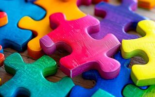 Multi colorato sega puzzle intestazione sfondo. creatività e intelligenza concetto. sfondo per scuola attività. foto