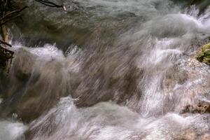 montagna ruscello nel il foresta - lungo esposizione e fluente acqua foto