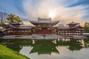 Fenice sala e jodo shiki giardino di byodoin nel kyoto, Giappone foto