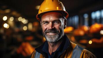 fabbrica lavoratore sorridente a produzione luogo foto