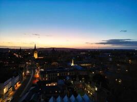 aereo Visualizza di illuminato storico Oxford centrale città di Inghilterra a notte. Inghilterra unito regno. marzo 23, 2024 foto