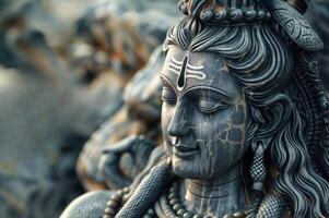 sereno shiva statua incarna induismo, divinità, scultura, religione, e spiritualità nel pietra artigianato foto