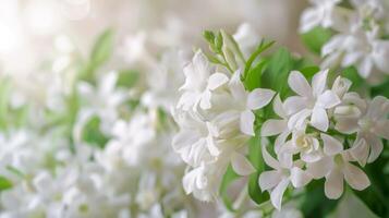 gelsomino fiori nel bianca fioritura mostrare il delicato bellezza e freschezza di natura foto