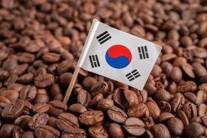Sud Corea bandiera su caffè fagiolo, importare esportare commercio in linea commercio. foto