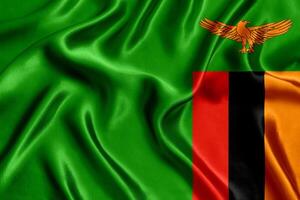 bandiera di Zambia seta avvicinamento foto