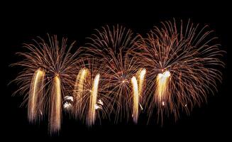 colorato celebrazione fuochi d'artificio isolato su un' nero cielo sfondo. foto