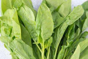 spinaci verde le foglie su insalata. foto