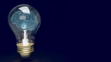 il cervello leggero lampadina per formazione scolastica o creativo ispirazione concetto 3d resa. foto